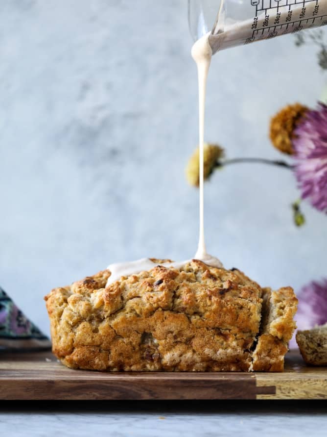 banana beer bread with brown butter glaze I howsweeteats.com