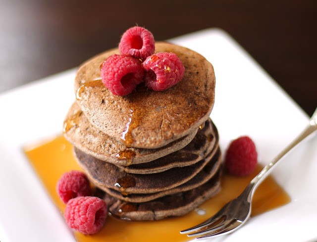 These 4-ingredient Healthy Buckwheat Pancakes are fluffy and delicious, yet sugar free, high fiber, high protein, gluten free, dairy free, and vegan!