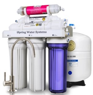  iSpring #RCC7AK 6-stage 75 GPD Reverse Osmosis Water Filtration System with Alkaline pH Filter and Brushed Nickel Faucet