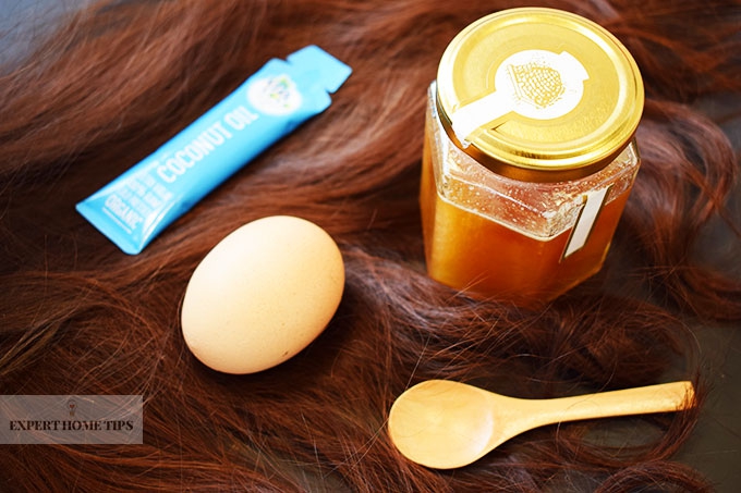 Honey, egg, coconut oil hair mask