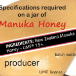 required specifications on the label of manuka honey