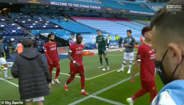 Bernardo (left) seemed to walk away before Liverpool