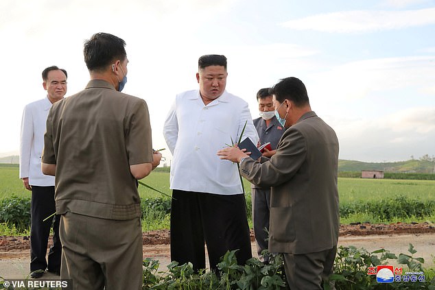 Inspection: Kim visited a coastal part of North Korea and gave an upbeat verdict on the damage caused by Typhoon Bavi