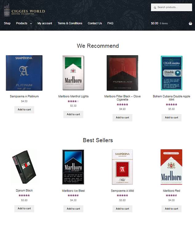 The website Ciggies World lists hundreds of different tobacco products for sale at cheaper-than-usual cost