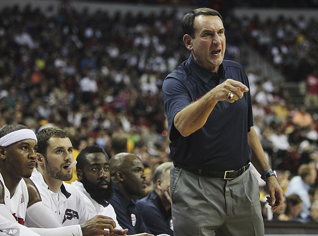 Making a point: Current US head coach Mike Krzyzewski stands firm against the 1972 decision