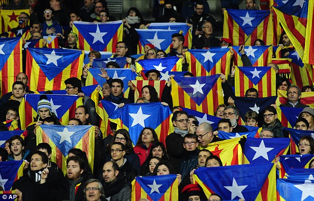 Support: A crowd of almost 20,000 fans watched the Catalonia victory at the Olympic Stadium, Barcelona