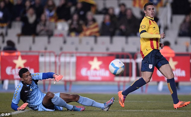 Talent: Barcelona forward Cristian Tello (right) in action during Catalonia