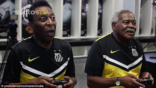 Santos legend Pele (left) took on his former strike-partner Coutinho at FIFA 15 recently