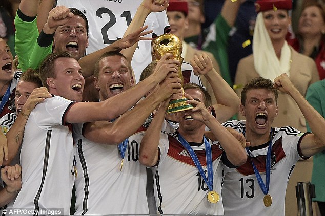 Germany celebrate winning the 2014 World Cup after beating Argentina in Brazil