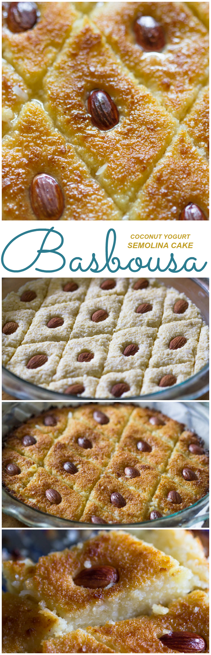 Basbousa (Coconut Yogurt Semolina Cake)