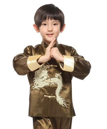 Kung fu Boys Kids Traditional Chinese Dragon Kung Fu Outfit Tang Suit Costume