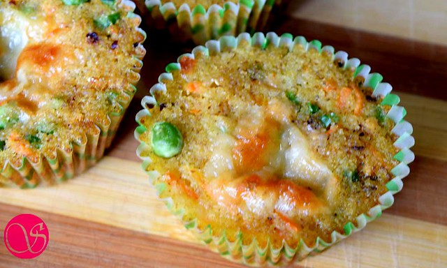 Savory semolina muffins after baking