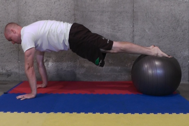 plank with feet on stability ball