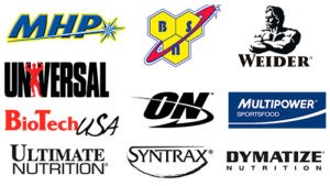 Логотипы популярных брендов спортивного питания