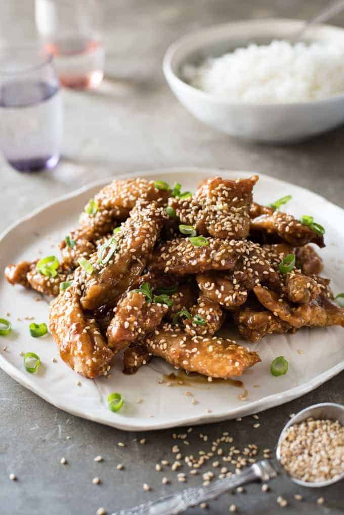 Plate of Chinese Honey Sesame Chicken