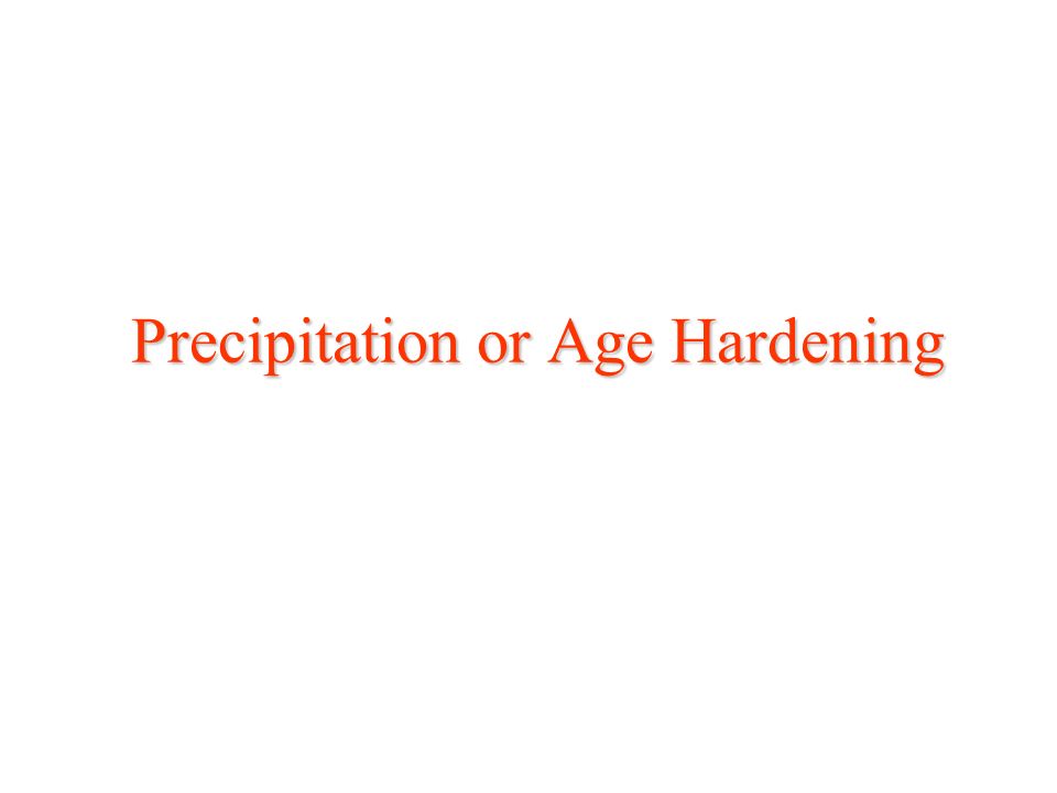 Precipitation or Age Hardening