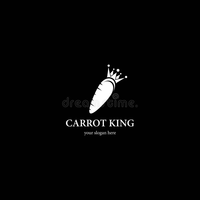 Carrot king logo template. Vector icon design, isolated, vegetable, vegetarian, diet, organic, health, food, background, healthy, plant, illustration, fresh stock illustration