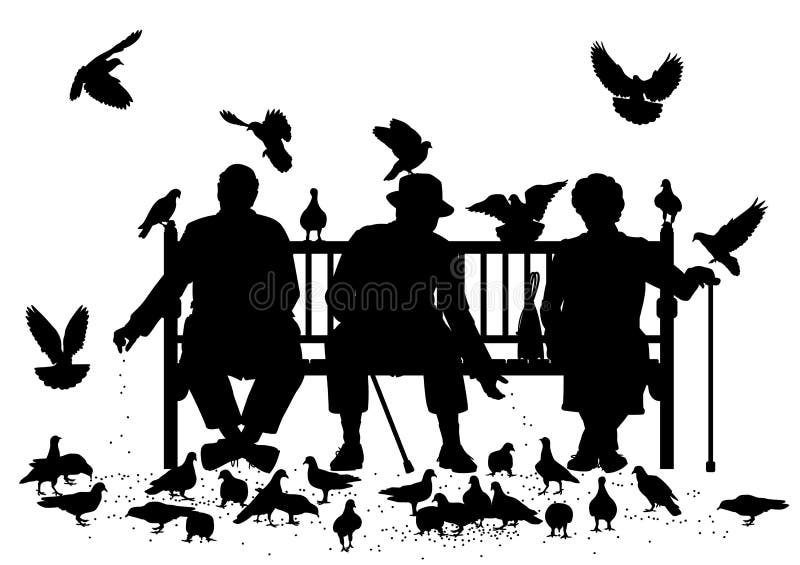 Pigeon feeders vector illustration