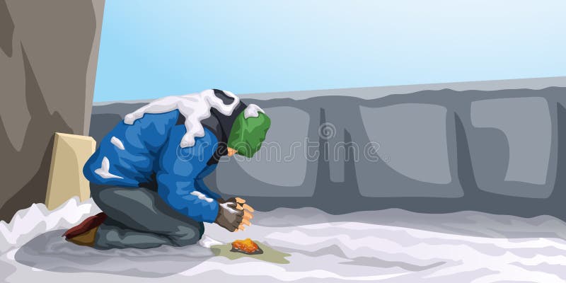 Homeless at winter stock illustration