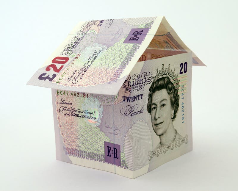 House made of money notes and bills stock photo