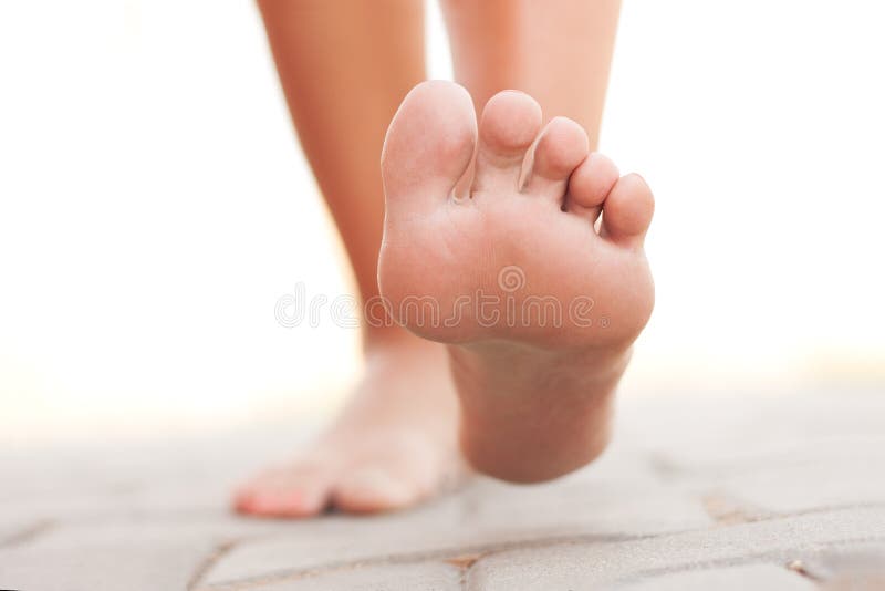 Legs walking. Healthy foot background stock photo