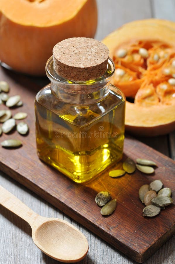 Pumpkin seed oil stock photo