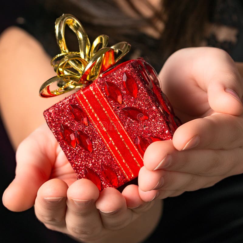 Red gift of christmas stock image