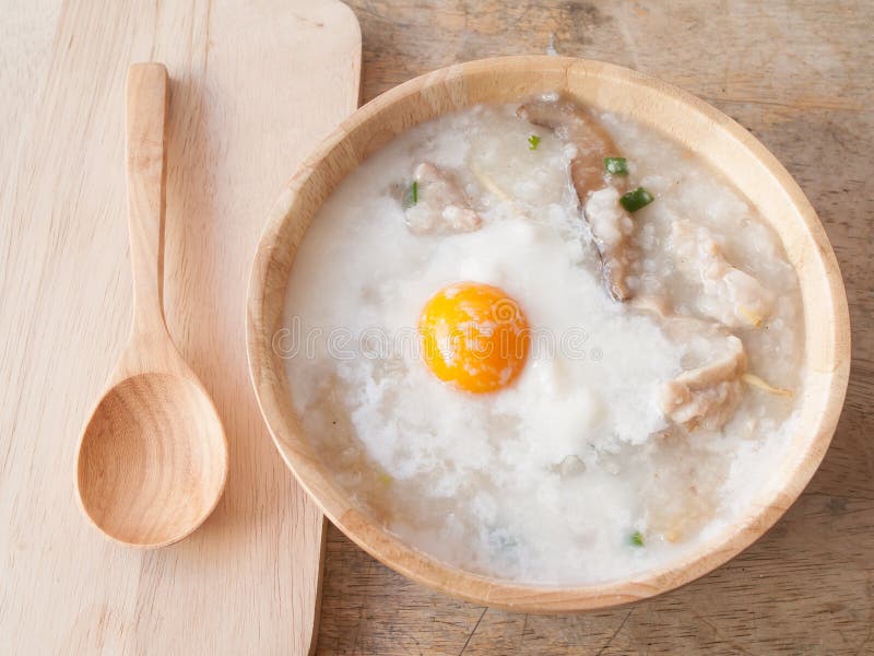 Rice porridge for breakfast stock images