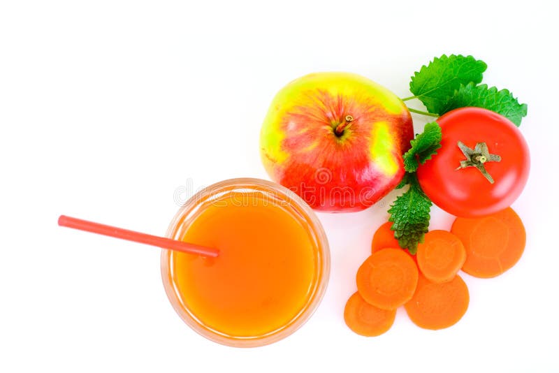 Sweet Tasty Vitamin Carrot, Pumpkin, Apple Juice. Studio Photo royalty free stock image