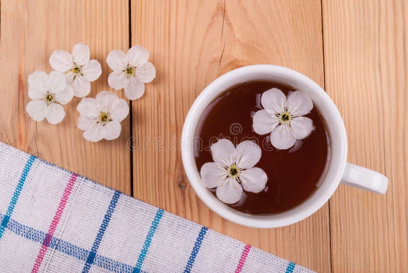 Tincture of medicinal tea from cherry blossoms. royalty free stock image