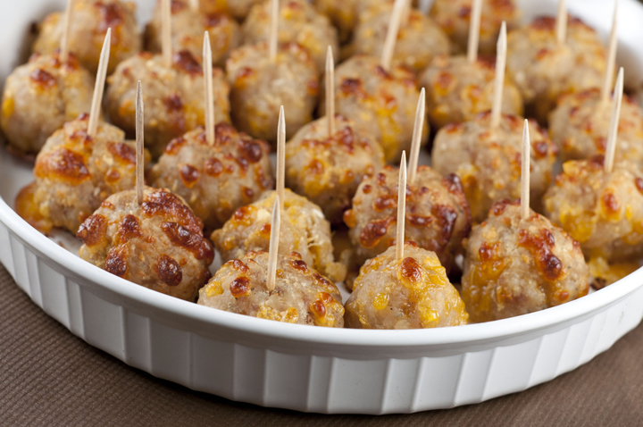 Sausage Cheese Balls are a quick and delicious snack or appetizer with ground sausage and cheese for Christmas party, Super Bowl party, or New Year