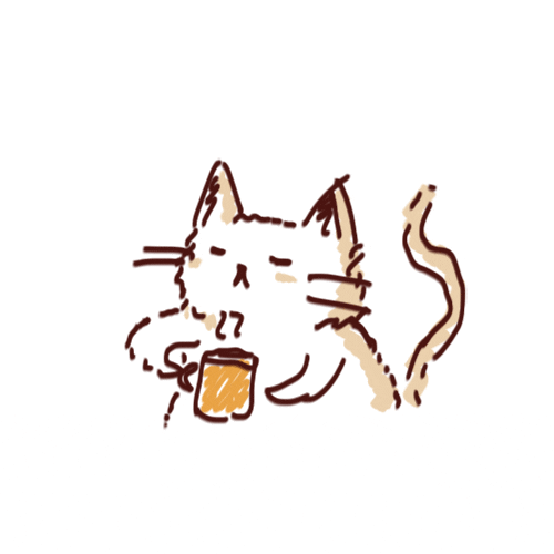 Котик с чашкой кофе