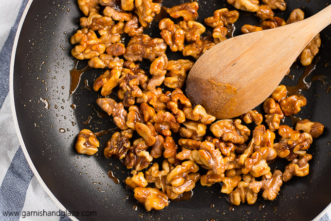 Honey Glazed Walnuts are the perfect sweet and crunchy addition to any salad.