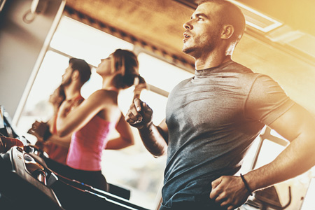 running on treadmill at gym