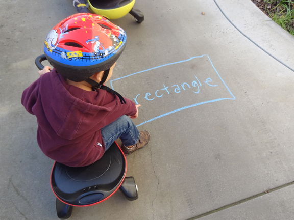 Get some exercise while chasing down shapes drawn with sidewalk chalk 