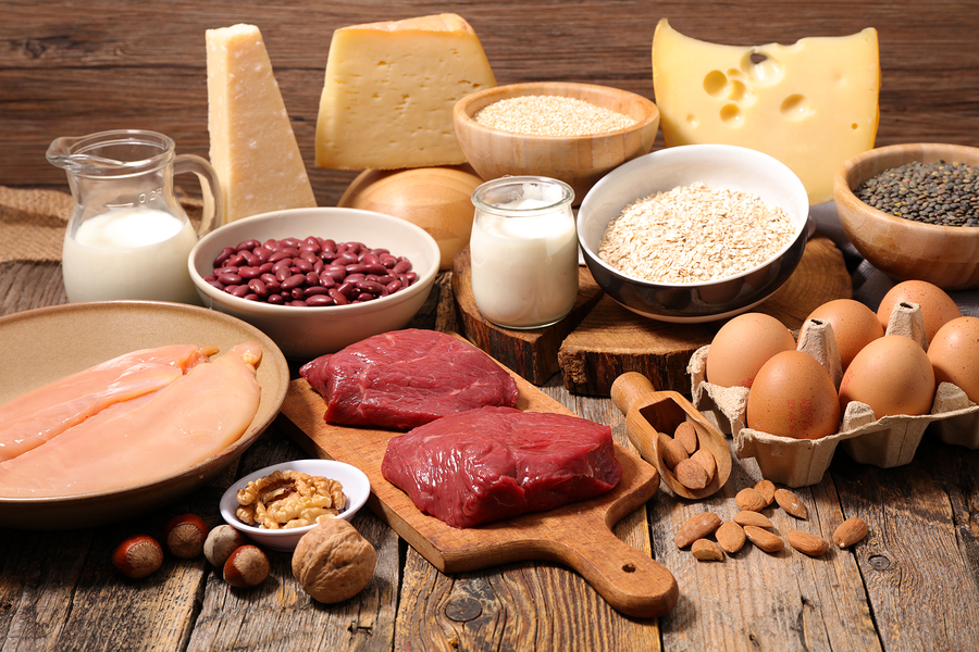 protein rich foods like milk, meat, cheese and beans